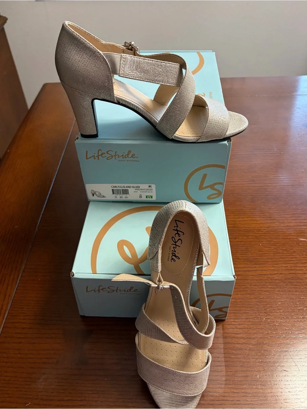 Life Stride Silver Crisscross Buckle Sandal - Women's